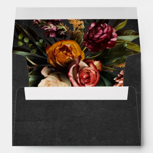 Dark Moody Bold Wild Flower Wedding Envelope