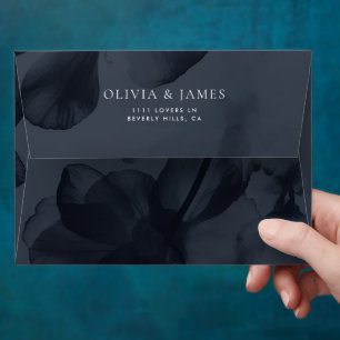 Dark Moody Botanical Wedding Return Address Envelope