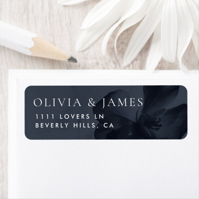 Dark Moody Botanical Wedding Return Address Label (Insitu)