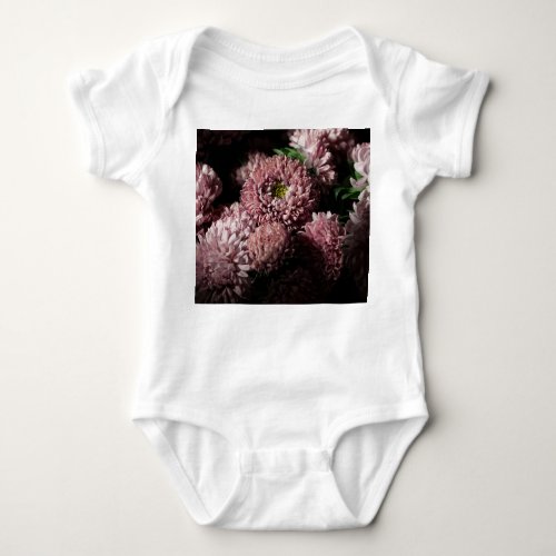 Dark Moody Botanicals Pink Asters Baby Bodysuit
