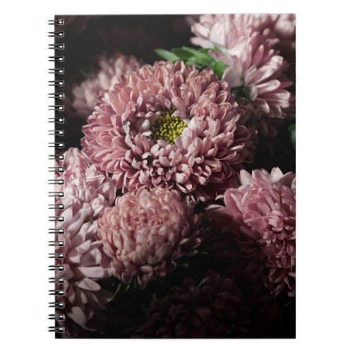 Dark Moody Botanicals Pink Asters Notebook
