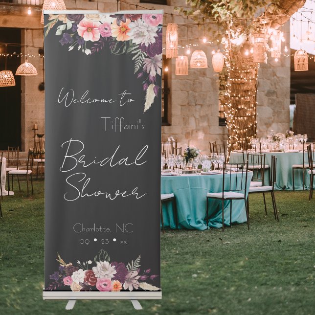 Dark Moody Bridal Shower Welcome Retractable Banner (Creator Uploaded)