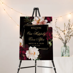 Dark Moody Burgundy Blush Black Floral Wedding Foam Board