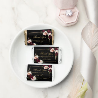 Dark Moody Burgundy Blush Black Floral Wedding Hershey's Miniatures