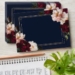 Dark Moody Burgundy Blush Navy Blue Floral Wedding Envelope<br><div class="desc">Personalize these elegant floral envelopes easily and quickly. Simply click the Edit Using Design Tools button to edit the text,  change fonts and fonts colors. Featuring beautiful realistic burgundy,  blush peony flowers against a dark navy blue background. Matching items available in store. (c) Somerset Fine Paperie</div>