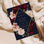 Dark Moody Burgundy Blush Navy Blue Floral Wedding Invitation