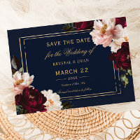 Dark Moody Burgundy Blush Navy Blue Floral Wedding