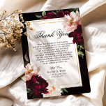 Dark Moody Burgundy Blush Navy Blue Floral Wedding Thank You Card<br><div class="desc">Personalize this elegant wedding thank you card easily and quickly. Simply click the Edit Using Design Tools button to edit the text,  change fonts and fonts colors. Featuring beautiful realistic burgundy,  blush peonies against a dark moody black background. Matching items available in store. (c) Somerset Fine Paperie</div>