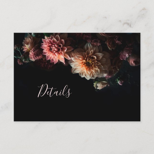 Dark Moody Chrysanthemum Flowers Enclosure Card (Front)
