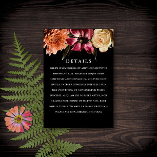 Dark + Moody Elegant Floral Black Wedding Enclosure Card