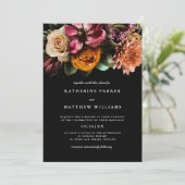 Dark + Moody Elegant Floral Black Wedding Invitation (Standing Front)
