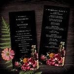 Dark   Moody Elegant Floral Black Wedding Program<br><div class="desc">This elegant wedding program features gorgeous autumn florals on a black background with classic typography. This program accommodates text on the front and back. On the front are your names, wedding date, and ceremony details. On the back there is plenty of space for your wedding party names. If your wedding...</div>