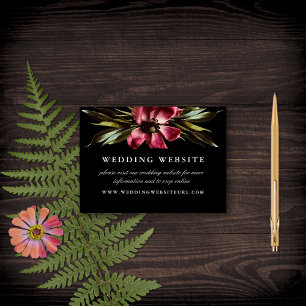 Dark + Moody Elegant Floral Black Wedding Website Enclosure Card