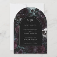 Dark Moody Elegant Gothic Floral Save the Date 