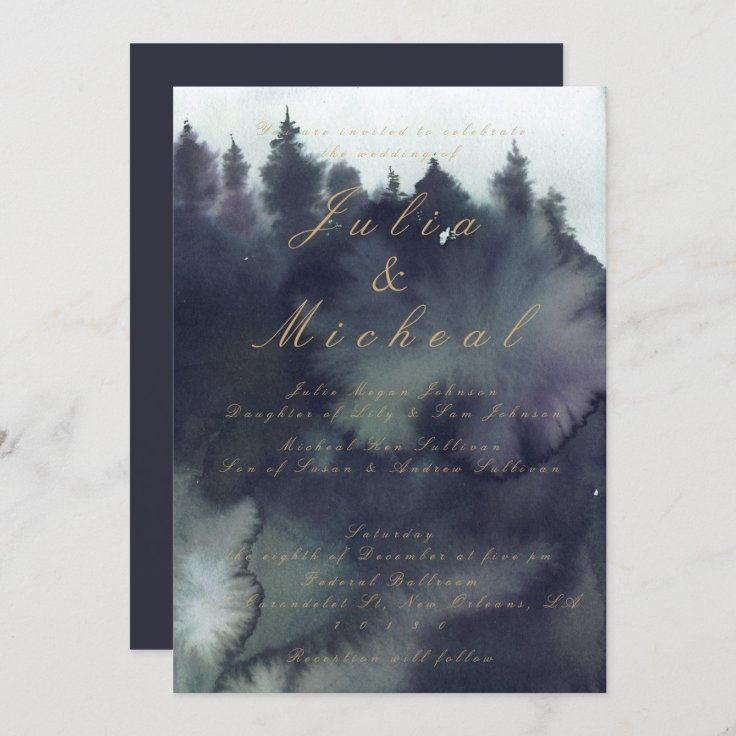 Dark Moody Ethereal Forest Wedding Invitation | Zazzle