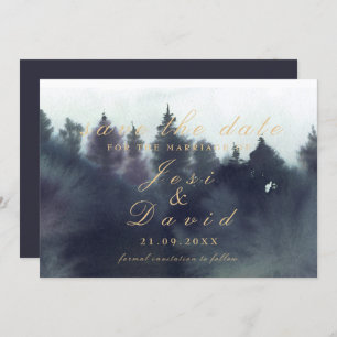 Dark Moody Ethereal Forest Wedding Save The Date Invitation