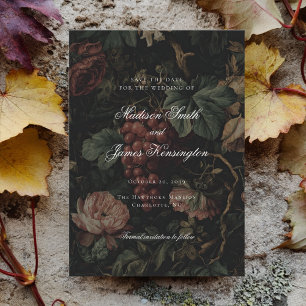 Dark Moody Fall Autumn Vineyard Wedding Save The Date