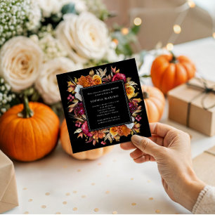 Dark Moody Fall Floral lRomantic Bridal Shower Invitation