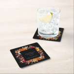 Dark Moody Fall Floral Romantic Bridal Shower  Square Paper Coaster<br><div class="desc">Dark Moody Fall Floral Romantic Bridal Shower Paper Coaster</div>