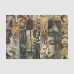 Dark Moody Fantasy Garden Collage Decoupage Tissue Paper