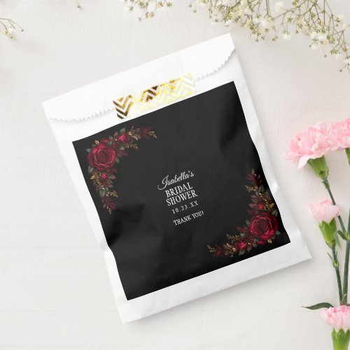 Dark Moody Floral Botanical Gothic Bridal Shower Favor Bag