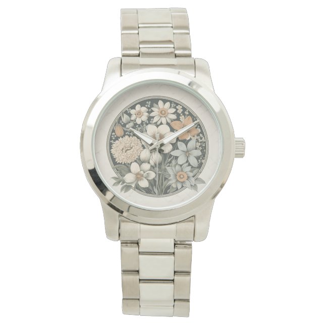 Dark Moody Floral Botanical Pattern Watch (Front)