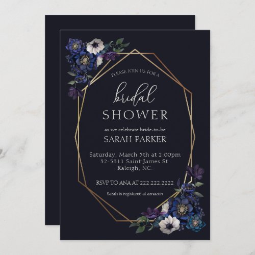 Dark Moody Floral Bridal Shower Invitation 