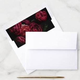 Dark Moody Floral Burgundy Black Gothic Wedding Envelope Liner