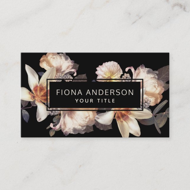 Dark Moody Floral Business Professional Business Card (Front)