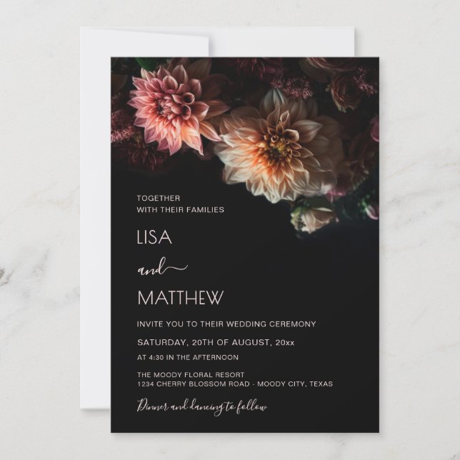 Dark Moody Floral | Casual Wedding Invitation (Front)