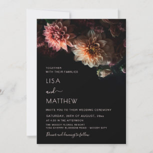 Dark Moody Floral Casual Wedding Invitation