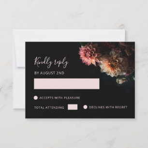 Dark Moody Floral Chrysanthemum RSVP Card