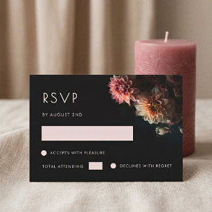 Dark Moody Floral Dahlia RSVP Card