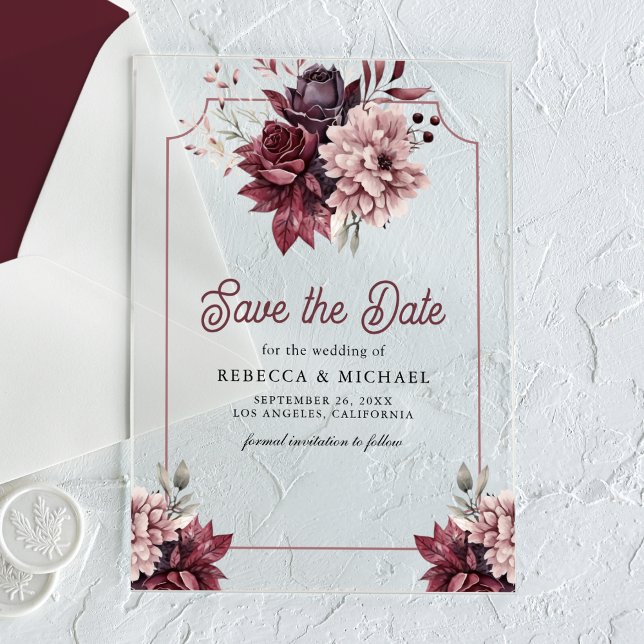 Dark Moody Floral Frame Wedding Save the Date (Creator Uploaded)