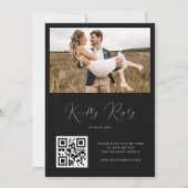Dark Moody Floral & Gold Frame QR Code Wedding Invitation | Zazzle
