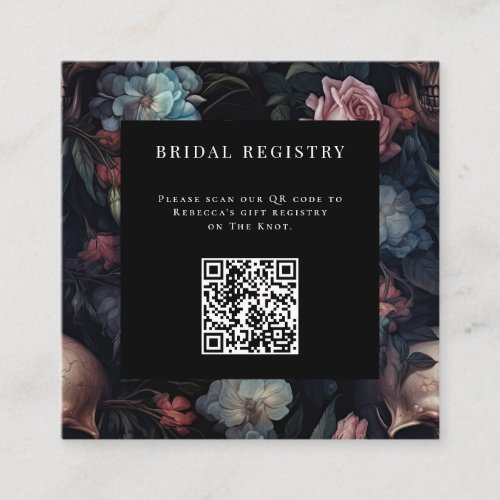 Dark Moody Floral Gothic Bridal Shower  Enclosure Card