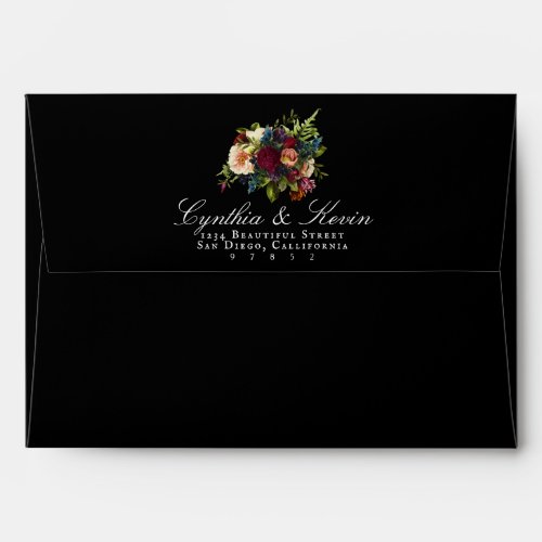 Dark Moody Floral Liner Envelopes Return Address