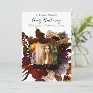 Dark & Moody Floral Photo Memorial Program