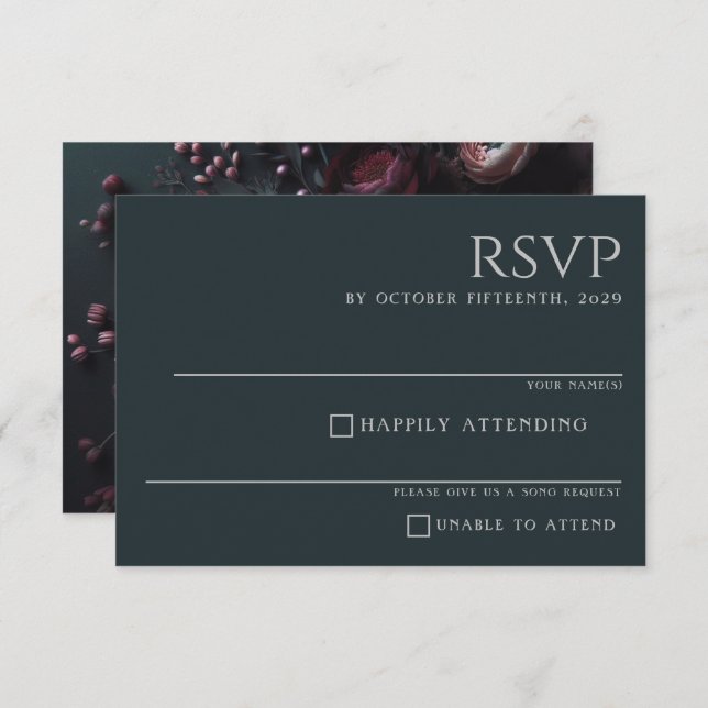 Dark Moody Floral RSVP Card (Front/Back)
