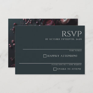 Dark Moody Floral RSVP Card