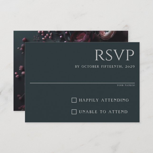 Dark Moody Floral RSVP Card (Front/Back)