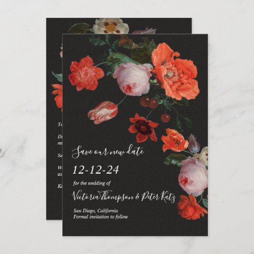 Dark  Moody Floral Save the Date Invitation