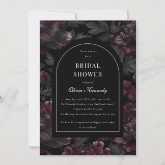 Dark Moody Floral Skull Gothic Bridal Shower Invitation