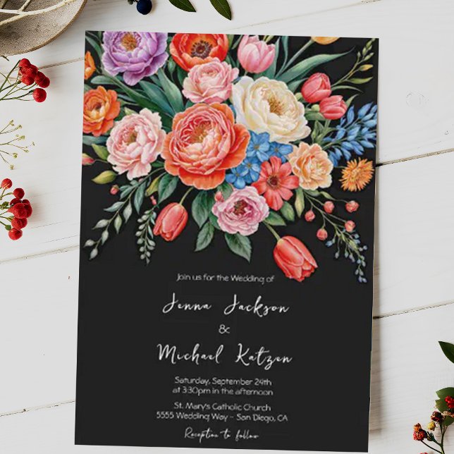 Dark Moody Floral Still Life Elegant Wedding Invitation (Creator Uploaded)
