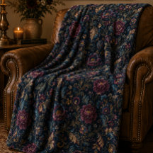 Dark Moody Floral Vintage Crewel Botanical Elegant