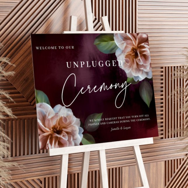 Dark + Moody Floral Wedding Unplugged Ceremony Foam Board (Creator Uploaded)