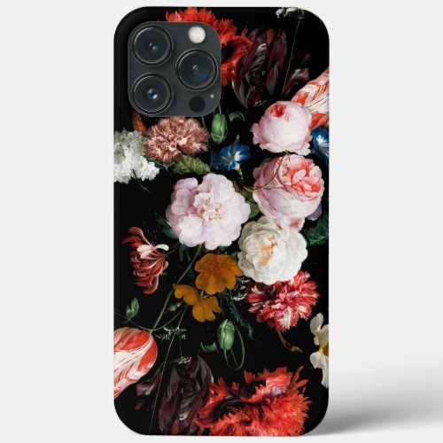 Dark Moody Floral with Black Background iPhone 13 Pro Max Case