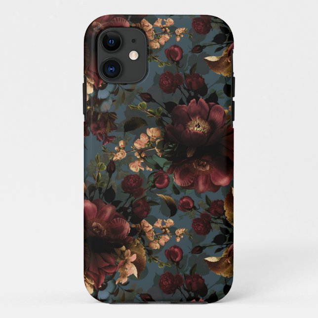 Dark Moody Florals Antique Flowers Gothic Case-Mate iPhone Case (Back)
