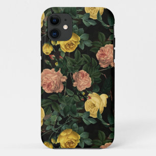 Dark Moody Florals Antique Redouté Roses iPhone 11 Case