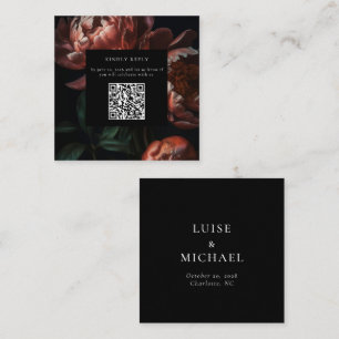 Dark Moody Florals Wedding RSVP QR Code Enclosure Card